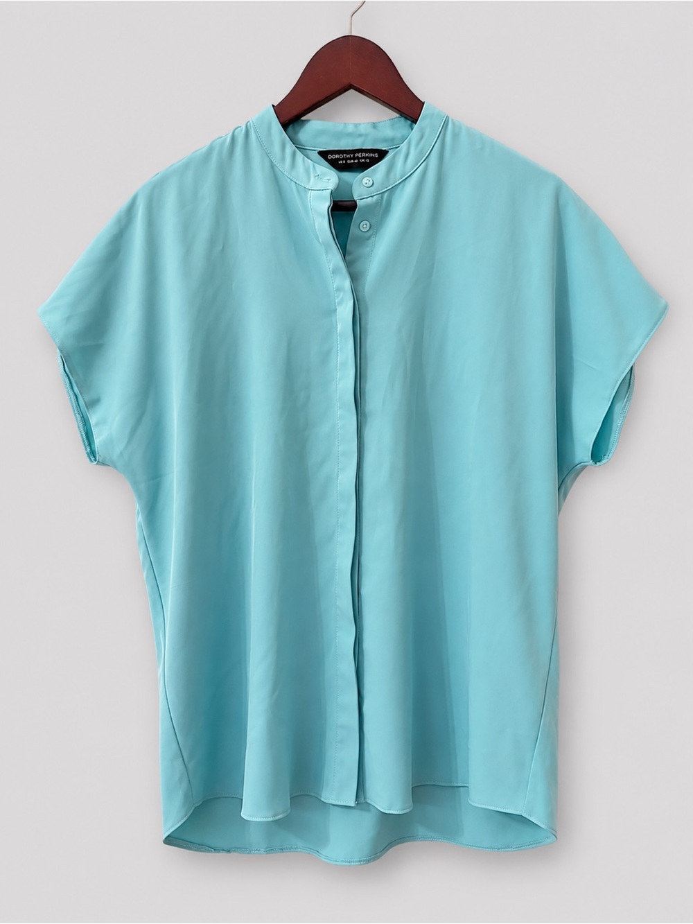 Dorothy Perkins Aqua Blue Hidden Button Blouse US 8